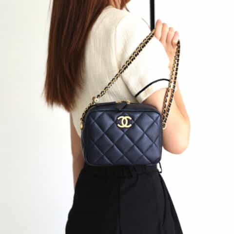 CHANEL 幻彩颗粒压花牛皮横款相机包 AS2856黑色