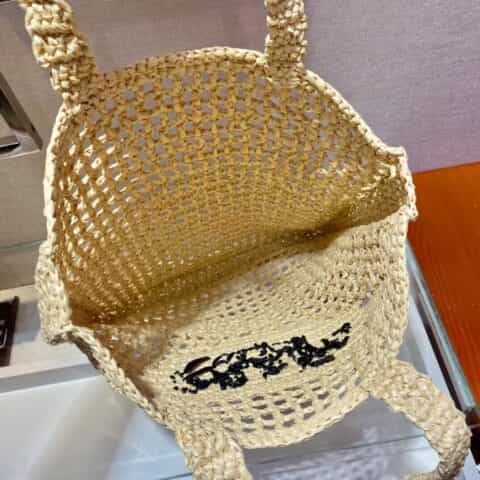 PRADA酒椰纤维托特包 1BG393杏色