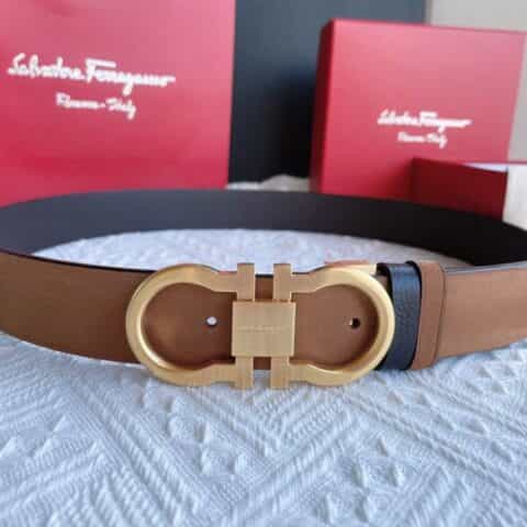 Ferragamo 菲拉格慕   进口绒面与荔枝双面可调式腰带