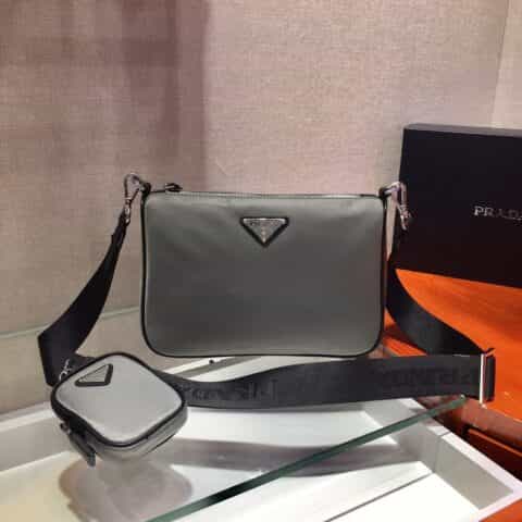 PRADA尼龙三合一斜挎包 2VH113灰色