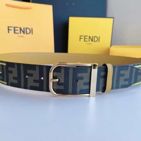 FEND芬迪   金属针扣印花面料牛皮腰带3.5cm宽度