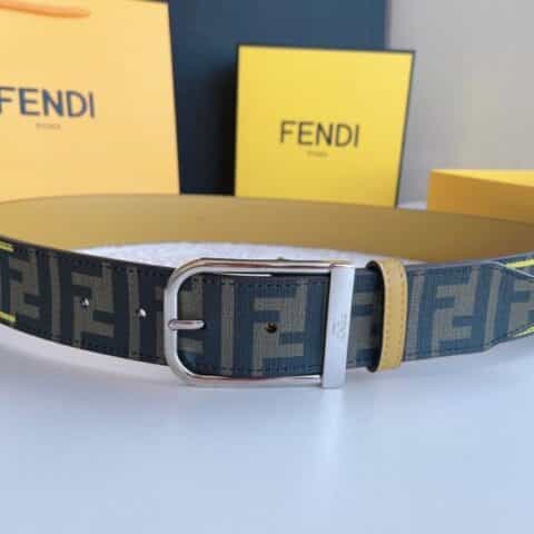 FEND芬迪   金属针扣印花面料牛皮腰带3.5cm宽度