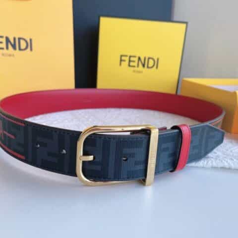 FEND芬迪   金属针扣印花面料牛皮腰带3.5cm宽度