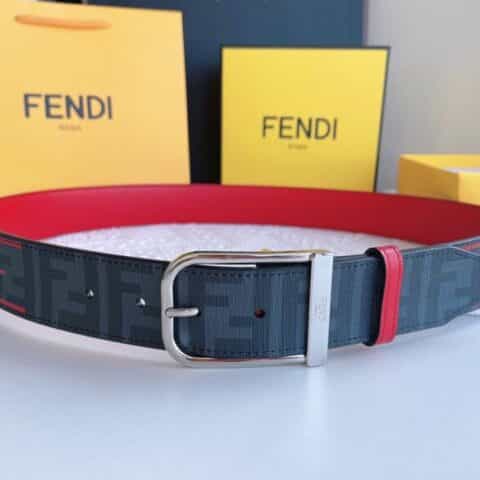 FEND芬迪   金属针扣印花面料牛皮腰带3.5cm宽度