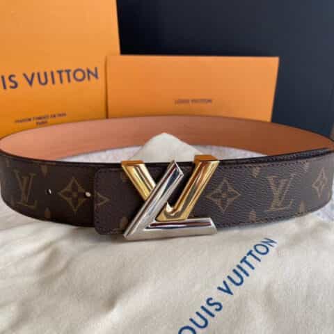 LV/路易威登   棋盘格/老花头层皮底专柜款金属扣男士3.8cm腰带