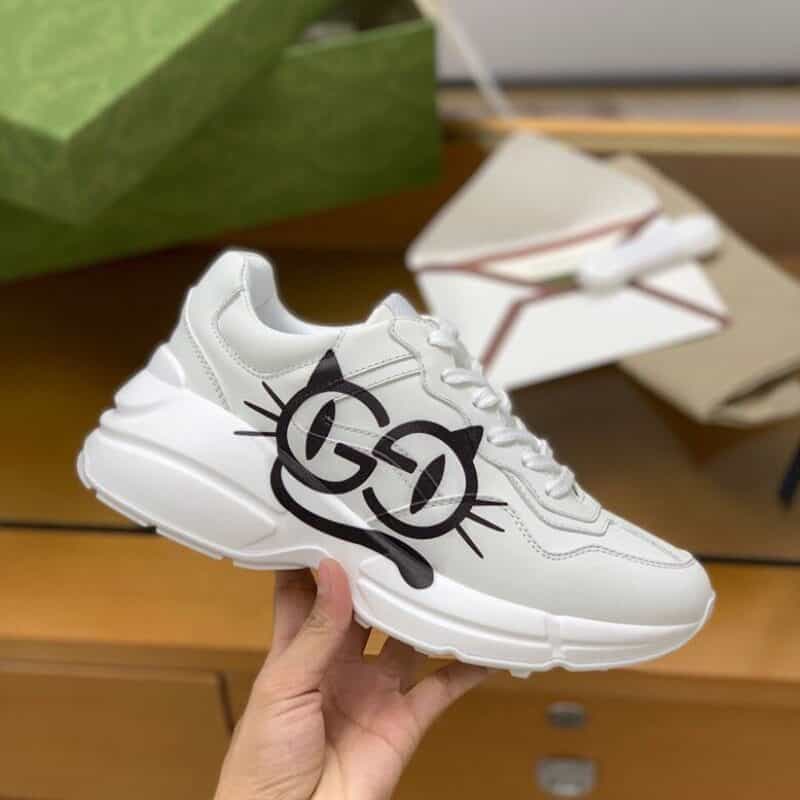 GUCCI古驰   象牙白色白色皮革女款运动鞋
