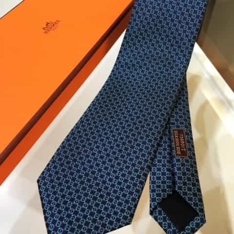 Hermes爱马仕100%顶级斜纹真丝H马扣领带