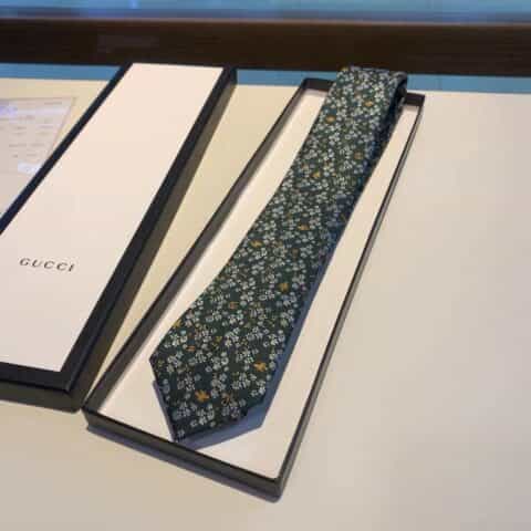 GUCCI古奇蜜蜂符号元素真丝领带
