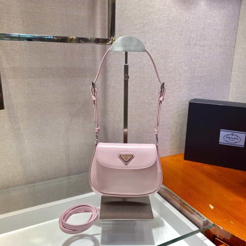 PRADA Cleo 亮面皮革迷你单肩包 1BH188粉色