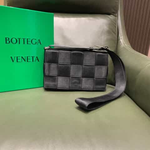 Bottega Veneta WEBBING织物面料编织斜挎包 680513黑色