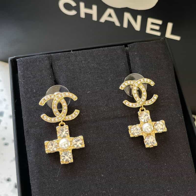 2021新款CHANEL香奈儿双c十字耳钉耳环