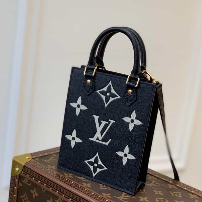 Louis Vuitton Petit Sac Plat Bicolore Black Beige Monogram Empreinte