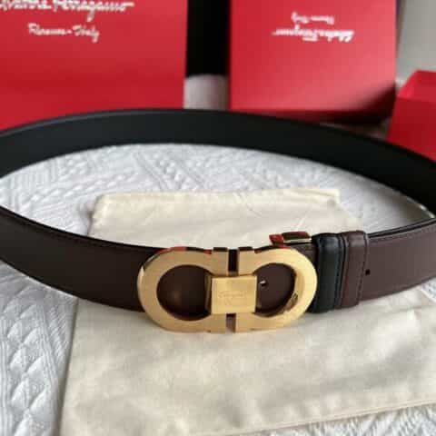 Ferragamo 菲拉格慕   精钢8字扣头层牛皮腰带3.5cm