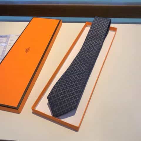 Hermes爱马仕男士菱形H格子100%顶级斜纹真丝领带