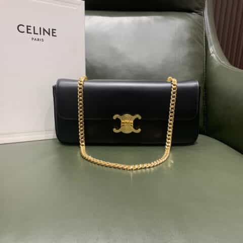 CELINE CHAIN BAG TRIOMPHE 凯旋门新版腋下包 197412黑色配金链