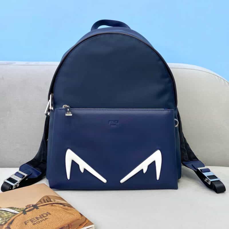 FENDI芬迪兰色尼龙和牛皮材质新款背包2377