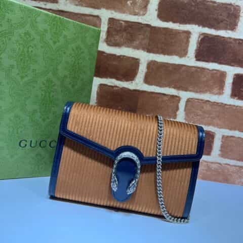 GUCCI古奇灯芯绒纯铜酒神头链条包401231