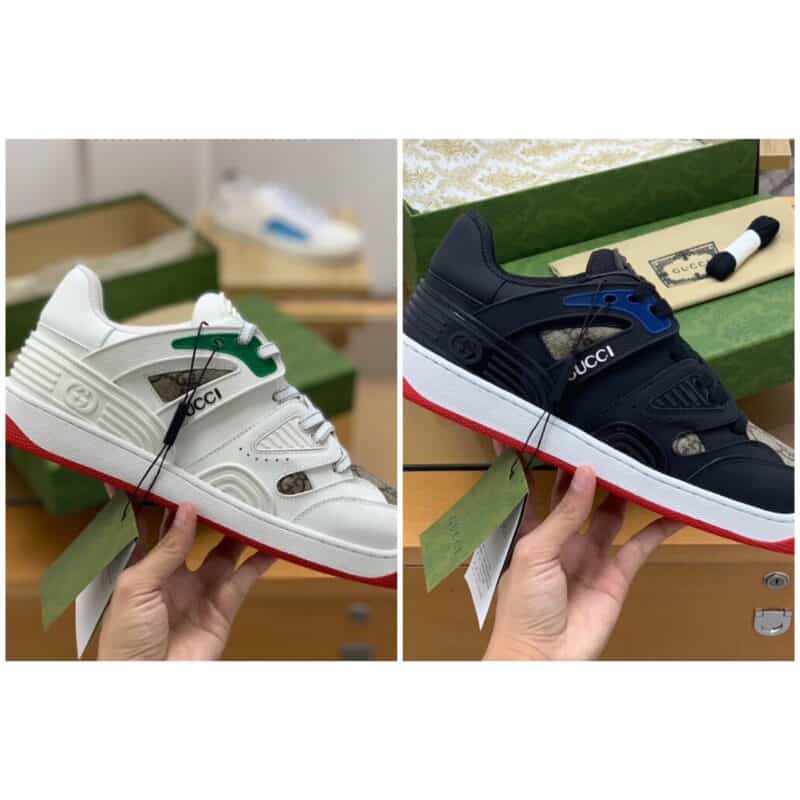 GUCCI古驰    采用牛皮+透气网橡胶互扣双G情侣款球鞋
