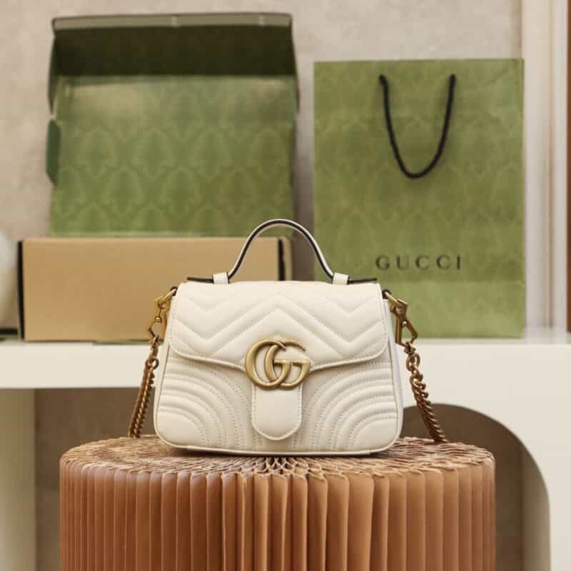 GUCCI 𝐆𝐆 𝐌𝐚𝐫𝐦𝐨𝐧𝐭 𝐌𝐢𝐧𝐢 邮差包 547260白色