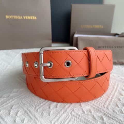 Bottega. Venetia  意大利雾面小牛皮采用编织工艺搭配针式扣头男士3.5cm腰带