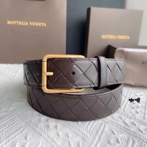 Bottega. Venetia  意大利雾面小牛皮采用编织工艺搭配针式扣头男士3.5cm腰带