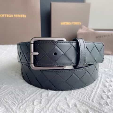Bottega. Venetia  意大利雾面小牛皮采用编织工艺搭配针式扣头男士3.5cm腰带