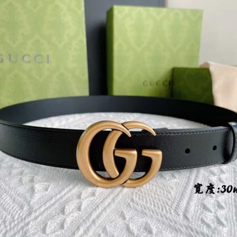 GUCCI古驰   进口牛皮纹理带身搭配品牌经典logo金属扣3.0腰带