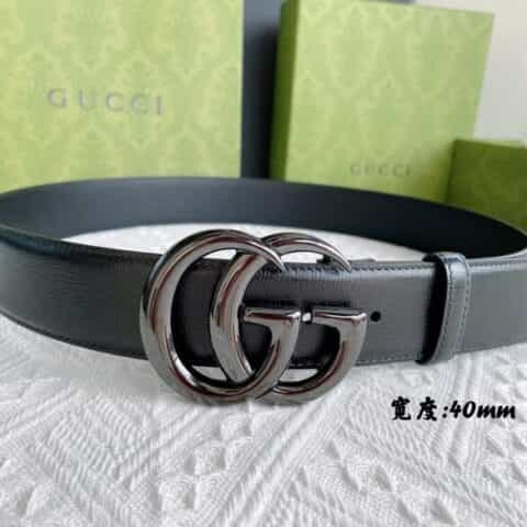 GUCCI古驰   进口牛皮纹理带身搭配品牌经典logo金属扣4.0腰带