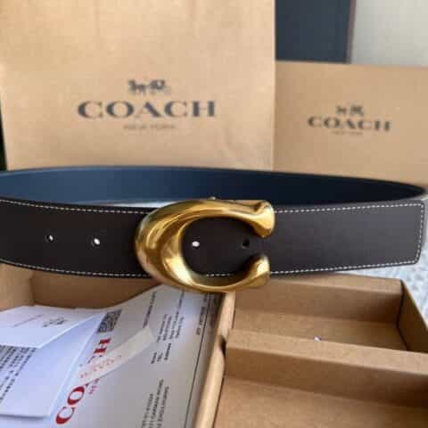 COACH 蔻驰男士38mm大C复古旋转金属扣全皮双面外用腰带