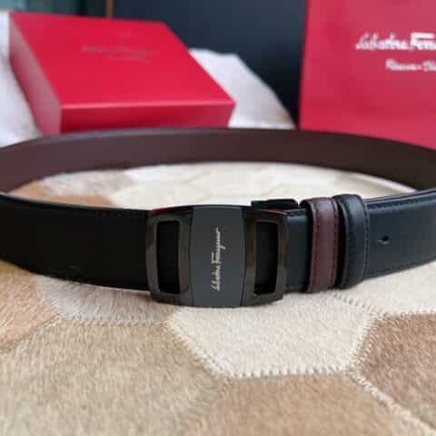 Ferragamo 菲拉格慕  精钢融合亚克力材质男士腰带3.5cm