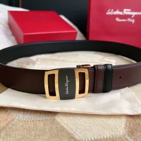 Ferragamo 菲拉格慕  精钢融合亚克力材质男士腰带3.5cm