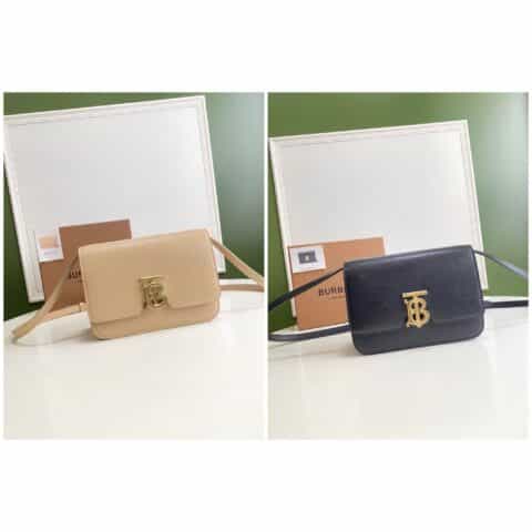 Burberry巴宝莉粒纹皮革装饰 Thomas Bur灵感专属标识肩背包