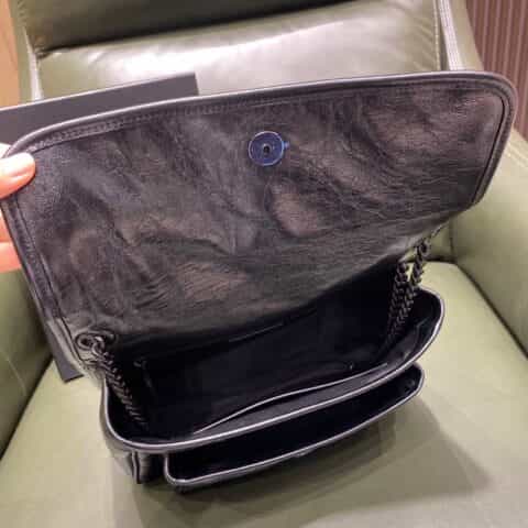 Saint laurent Ysl 𝑵𝒊𝒌𝒊 𝒎𝒆𝒅𝒊𝒖𝒎 𝟮𝟴𝙘𝙢 邮差包 498894黑色黑链