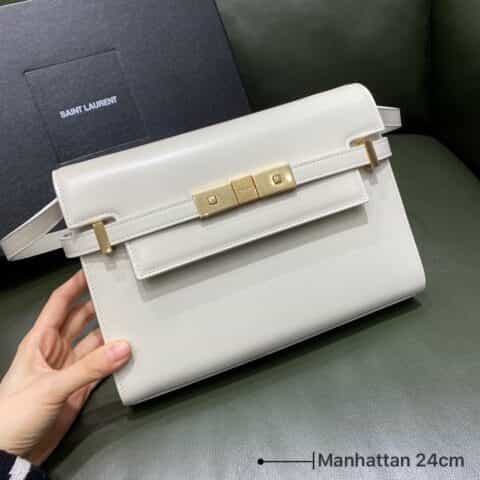 Saint laurent Ysl 𝙈𝙖𝙣𝙝𝙖𝙩𝙩𝙖𝙣 𝟮𝟰𝙘𝙢 小号法棍包 675626白色