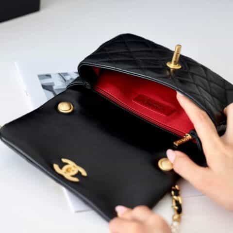 CHANEL 2022cc早春度假系列走秀款珍珠包 AS3000黑色