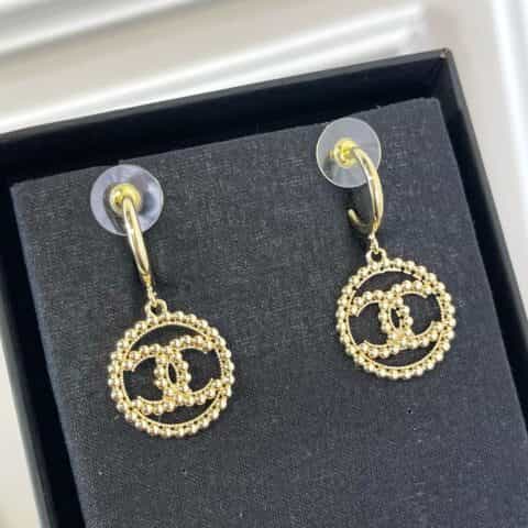 新款CHANEL香奈儿双c金珠耳钉耳环