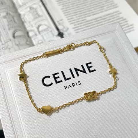 新款Celine瑟琳凯旋门桃心五角星手链 项链 耳钉