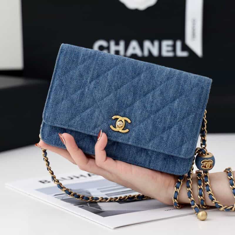 CHANEL 2022cc 早春度假系列金球WOC牛仔布 AP1450