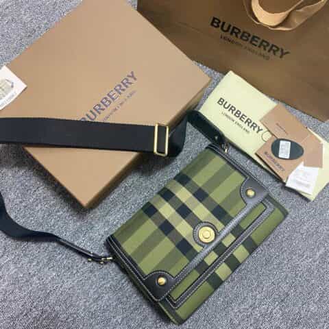 Burberry巴宝莉提花精纺格纹棉质帆布斜背包