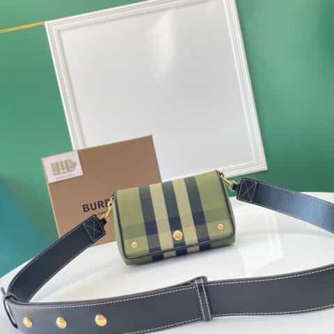 Burberry巴宝莉提花精纺格纹帆布斜背包