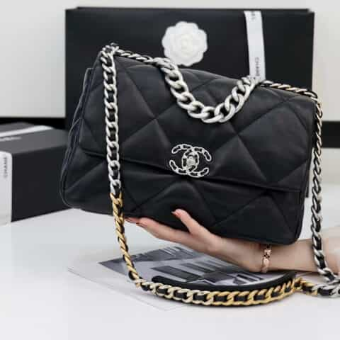 CHANEL Flap 19bag 30CM黑色银扣 AS1161