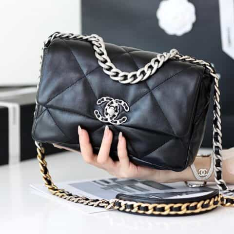 CHANEL Flap 19bag 26CM黑色银扣 AS1160