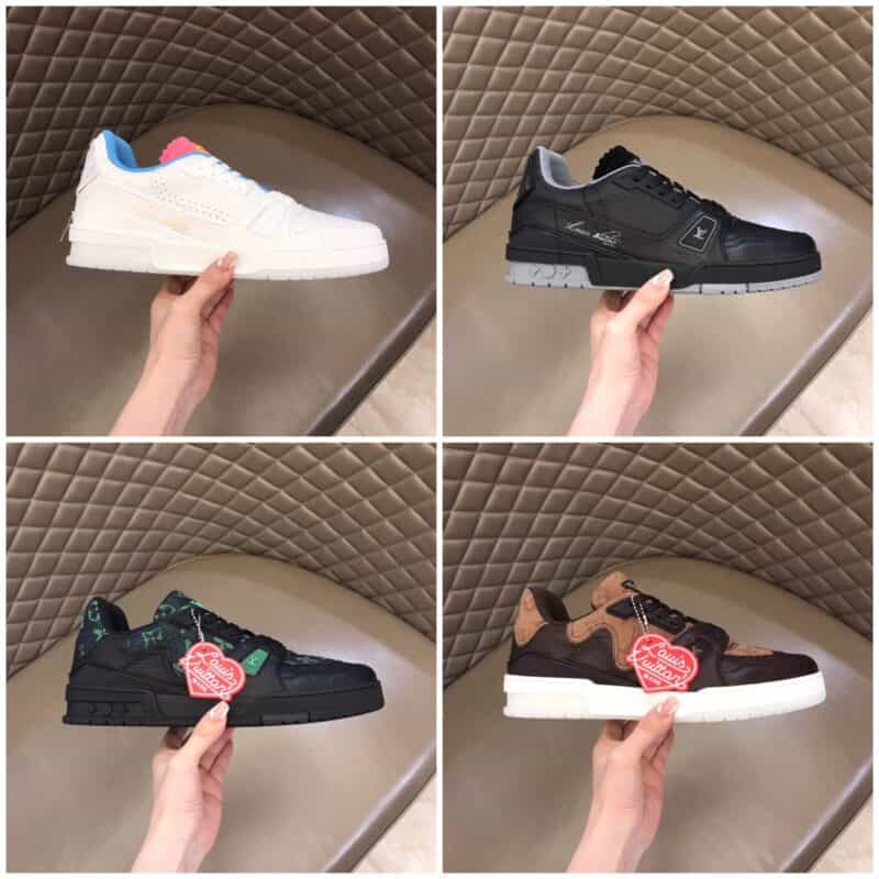 LV/路易威登   帆布鞋面搭配小牛皮革男士Trainer运动鞋