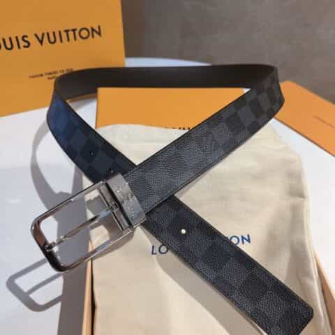 LV/路易威登   经典棋盘格.老花仔料的针式腰带35mm