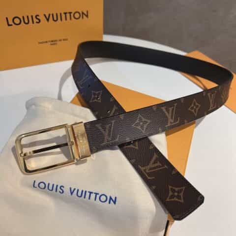 LV/路易威登   经典棋盘格.老花仔料的针式腰带35mm