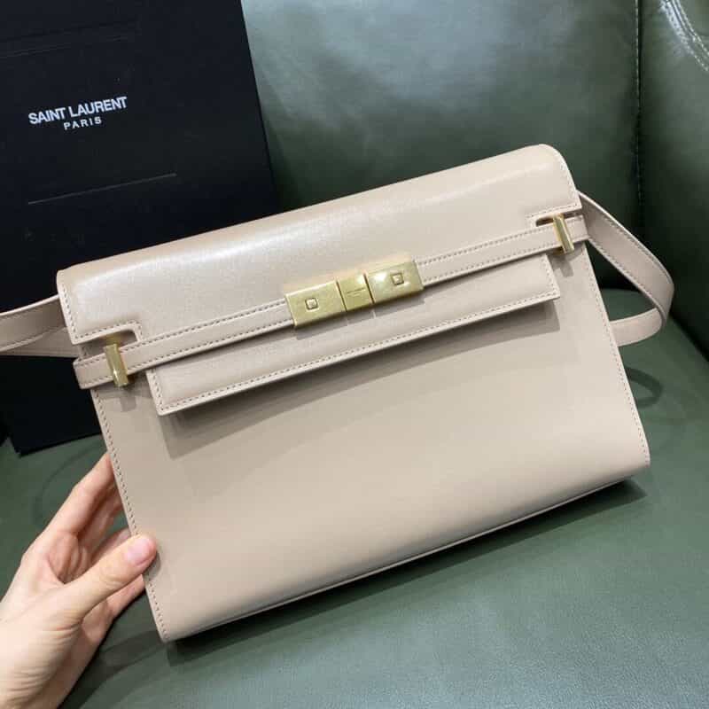 Saint laurent Ysl 𝑴𝒂𝒏𝒉𝒂𝒕𝒕𝒂𝒏杏色牙签纹曼哈顿法棍包579271