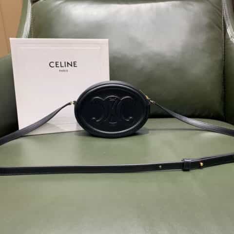 CELINE CROSSBODY OVAL PURSE 猪鼻子包 10I703黑色