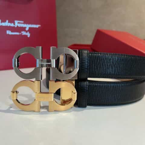 Ferragamo 菲拉格慕   精钢8字金属夹扣，金属扣男士3.5cm腰带