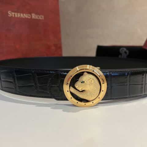Stefano. Ricci 史蒂芬  精选牛皮压制纹理男士3.8cm腰带