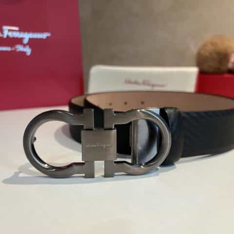 Ferragamo 菲拉格慕   精致8字金属夹扣，金属扣平面拉丝腰带3.5cm